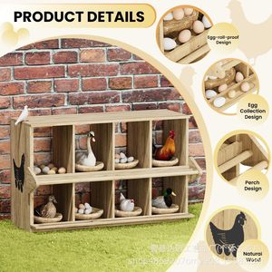 Gallinero de madera con 8 compartimentos para la cría y incubación de aves de corral, caja nido para montar en la pared o de pie. - Product Image 4