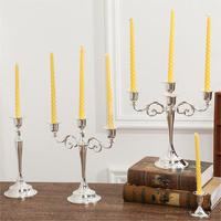 Élégant chandelier baroque en métal, porte-bougie doré, argenté, noir, avec bras en spirale, style vintage, pour centre de table de mariage ou de dîner