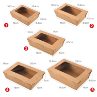 Boîte à lunch à emporter avec fenêtre en PET personnalisée en papier kraft brun