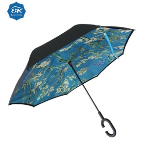 High Quality Modern Manual 23-Inch X 8-Ribs Walking Style Straight Fiberglass Waterproof <b>Umbrella</b> Famous Painting Customizable - Product Image 6