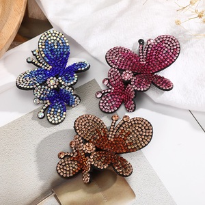 Horquilla de mariposa de imitación de estilo francés para mujer, horquillas de flores de diamantes de imitación coloridas, Clip de pelo de mariposa de diamante de lujo - Product Image 6