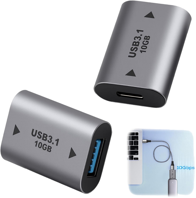 USB C Female to USB a Male Adapter, 10Gbps & 3A Fast Charge, Compact OTG Converter for Laptops, Chargers, Cars
