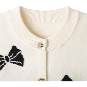 Cardigan en tricot à manches longues pour fille, col rond, décontracté, en laine, hiver/automne, imprimé, broderie décorative - Product Image 5