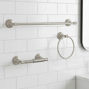 Ensemble d'accessoires de salle de bain en fer de qualité supérieure, nickelé, pour serviettes et articles essentiels, emballé - Product Image 1