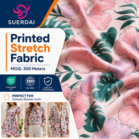 Tissu extensible imprimé en polyester 100% pour vêtements féminins, costumes, robes, fournisseur de tissus pour fabricants de vêtements féminins