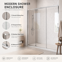 Nouveau produit Porte de douche en verre trempé coulissante en toute sécurité de haute qualité pour votre espace de salle de bain