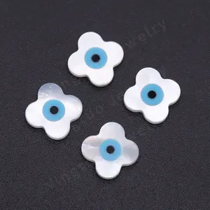 Cheap Price MOP White Shell Gems Natural Loose Gemstone Mother Of Pearl Four Leaf Clover Evil Eyes Stone