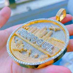 Vintage 925 Sterling <b>Silver</b> Moissanite Cross Pendant <b>Silver</b> Plated Custom Iced Out Big <b>Charm</b> Bling Party Jewelry - Product Image 1