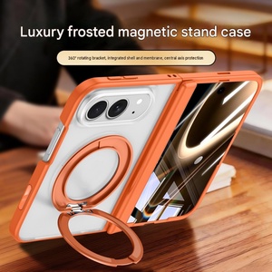 เคสโทรศัพท์แม่เหล็กแบบด้านหรูหราสำหรับ iPhone Duo พร้อม 360 °   ขาตั้งแบบวงแหวน ฟิล์มกันรอยหน้าจอ ป้องกันแรงกระแทก ฝาครอบแข็ง - Product Image 3