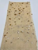 Tissu de dentelle luxueux brodé de sequins floraux 3D, nouvelle dentelle française nigériane en maille 2026
