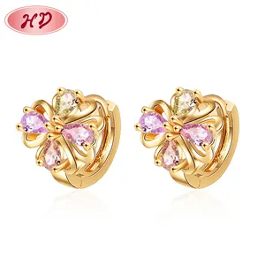 wholesale jewelry by the dozen cubic zirconia multi color white flower floral small huggie hoop earrings for girls ladies