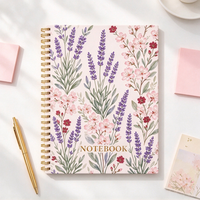 Carnet à spirale floral aquarelle, couverture rigide, journal personnalisé imprimé pour écrire et prendre des notes