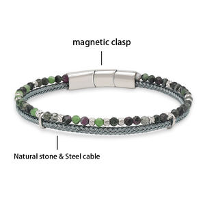 ブレスレット用の毎日着用ケーブルビーズファッショナブルなステンレススチールとファセット天然石男性と女性のためのカラフルなジュエリーギフト - Product Image 3