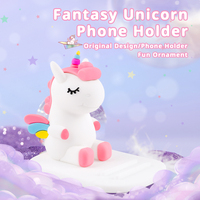 Support de téléphone licorne à couleurs réglables de bureau, support de téléphone licorne mobile en PVC de dessin animé