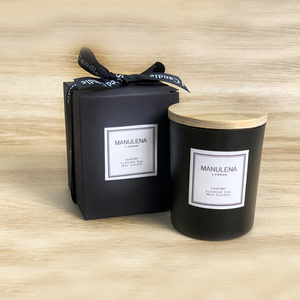 Bougie parfumée en verre noir 6oz logo en bois <span class=keywords><strong>d</strong></span>écoratif bricolage de soja en cire de Chine avec logo personnalisé vente en gros - Product Image 4