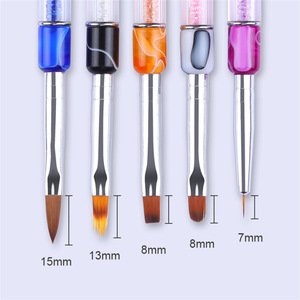 Pinceau à ongles en acrylique à manche rond plat pour dégradé ombré, gel, peinture, décoration, manucure, salon, ensemble d'outils pour nail art - Product Image 4