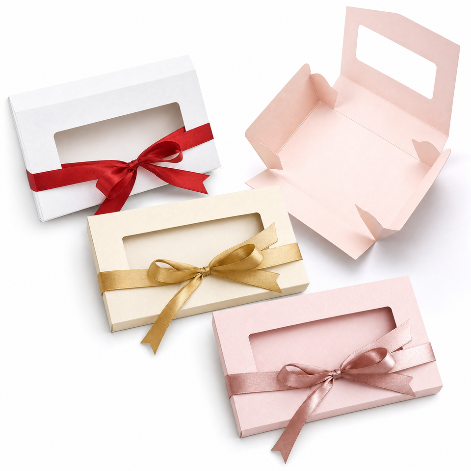 Paper Company Names Elegant Ribbon Tie Envelope Shape Paper Packaging Box with Clear PET ...