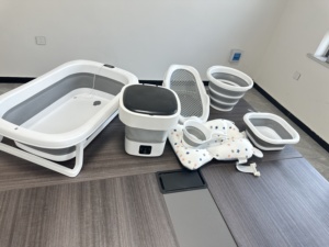 Ensemble de 8 bacs de bain pliables en PP pour <span class=keywords><strong>bébé</strong></span> (compatible lave-linge) – Kit de jeu pour la <span class=keywords><strong>baignoire</strong></span>, idéal pour les 0-12 mois, usage domestique - Product Image 5