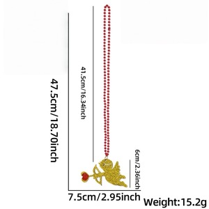 Collar con Colgante de Corazón Brillante de San Valentín con Diseño de Labios Rojos y Cuentas - Product Image 5