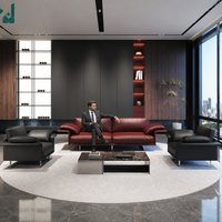 Ensemble de canapés sectionnels de direction en cuir véritable bordeaux italien moderne, durable, écologique et luxueux pour PDG