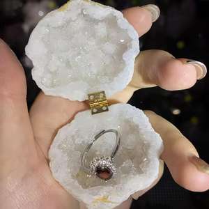 Caja para Anillo de Ágata Blanca Natural - Caja Creativa para Propuesta de Matrimonio, Caja de Joyería para Especímenes de Cristal y Minerales, Superventas - Product Image 4