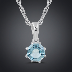 GOURIK Colgante Solitario Clásico de Topacio Azul Cielo con Corte Octogonal, Plata 925, para Mujer, Joyería Fina para Boda y Uso Diario, Engaste de Garra - Product Image 2