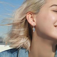 Boucles d'oreilles SPJ les plus vendues en argent sterling S925, motif patte de croix, cœur en zircon cubique, bijoux délicats pour amoureuses des animaux, vente en gros pour femmes