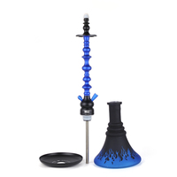 Chicha en verre bleu doré et acier inoxydable