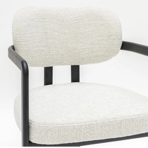 <span class=keywords><strong>Silla</strong></span> nórdica moderna con respaldo curvo blanco tapizada con acento, diseño de tela, sillas de comedor Boucle de terciopelo con <span class=keywords><strong>patas</strong></span> de Metal negro - Product Image 5