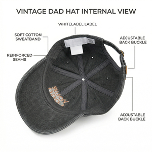 Casquette vintage en coton lavé avec logo personnalisé <span class=keywords><strong>de</strong></span> qualité supérieure et patch en cuir gaufré pour streetwear SHINY - Product Image 3