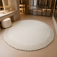 Tapis rond de luxe fait main en laine de Nouvelle-Zélande et soie de bambou, tapis moderne sur mesure fait main pour villa, hôtel, salon