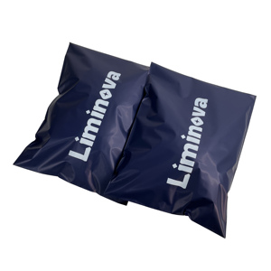 Biodegradable Wholesale Navy Blue Poly Mailer Bags with Custom White Print - Branded Shipping Envelopes - Product Image 2