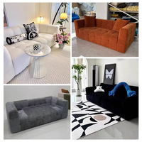 Canapé compact en boîte pour gagner de la place |   Mousse haute densité emballée sous vide |   Biscuit Tufted Velvet Modern Apartment Extendable Hotel