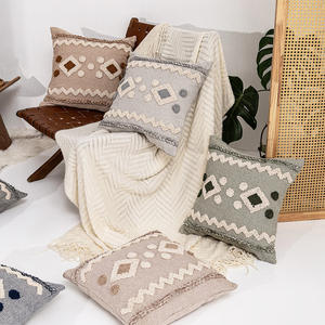 Minimalist Geometric Embroidered Pillowcase Cotton Linen Square <b>Cushion</b> Cover for Home Decor Living Room Sofa Bed Use - Product Image 3