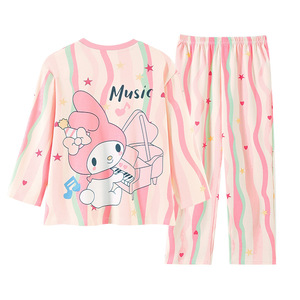 Pantaloni autunno inverno 100% in <span class=keywords><strong>cotone</strong></span> <span class=keywords><strong>pigiama</strong></span> a maniche lunghe da ragazza con elastico in vita in stile principessa vestiti per la casa per ragazzi grandi ragazze per - Product Image 2