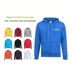 ออกแบบเสื้อฮู้ดดี้แฟชั่นสตรีทแวร์แบบซิปเต็มตัว ผ้าฝ้าย 300GSM ทรงโอเวอร์ไซส์ รับผลิตพร้อมสกรีนโลโก้ตามสั่ง - Product Image 2