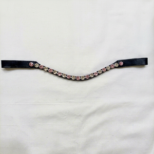 Frontal en cuir pour cheval avec strass, bandeau d'équitation personnalisé, logo sur mesure, fabricant Annabelle Equestrian - Product Image 1