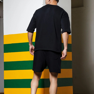 Factory Supplier Wholesale Custom Men's Shorts <b>Set</b> Breathable 100% Cotton Summer Two-Piece <b>Twin</b> <b>Set</b> - Product Image 2