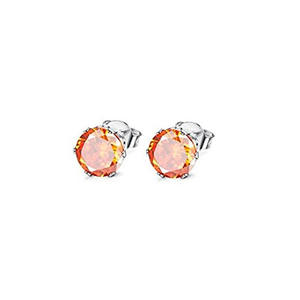 Orecchini a Perno E1174 con Cristallo Rosso Arancione, Montatura in Argento 925, Gioielli Unisex Classici per Uso Quotidiano - Product Image 3