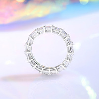 Bijoux de luxe princesse coupe 5A zircon cubique mariage 925 anneaux de tennis en argent Sterling pour les femmes