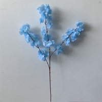Bunga Sakura Biru Buatan Tangan dari Sutra Lembut L-222 Grosir untuk Pernikahan, Natal, dan Thanksgiving