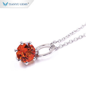 TIANYU GEMS Collier Pendentif Femme en Or 14K Personnalisé avec Corindon Rouge Simple, Sertissage Griffe, Style Classique - Product Image 2