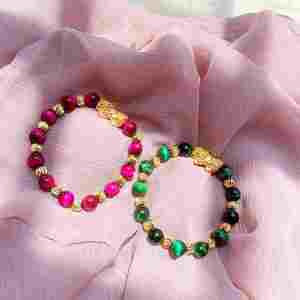 <b>Healing</b> Tiger Eyes Couple Feng Shui Gemstone <b>Bracelet</b> Adjustable Gold Pixiu Charm Birthstone Anxiety Crystal <b>Bracelets</b> for Men - Product Image 1