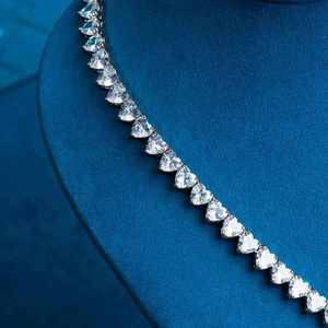 Collar de Cadena de Tenis con Moissanita de Plata de Ley 925, Corte Corazón, Romántico y Delicado, Regalo para Novia, Boda, Compromiso, Fiesta - Product Image 1