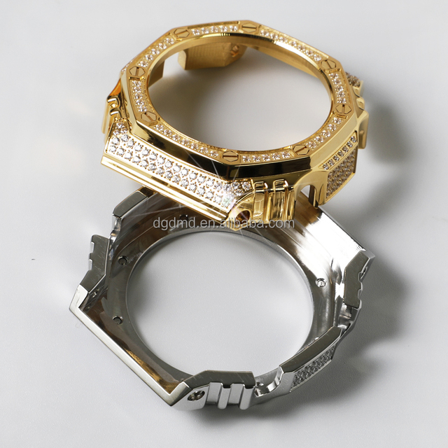 OEM/ODM Stainless Steel Case with Diamond Bezel Metal Strap for GA-2100/GA-B2100 Mod Kit Replacement Watch Bands
