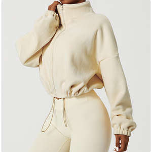 Costruttore di Streetwear da <span class=keywords><strong>donna</strong></span> di alta qualità personalizzato con stampa a sbuffo in pile Pullover con <span class=keywords><strong>cappuccio</strong></span> bianco - Product Image 4