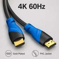 Câble tressé en PVC haute vitesse pour Home Cinéma, projecteur HDTV, compatible 2.0 Ultra HD 4K 60Hz 18GBPS 3D - 1m/2m/5m/10m