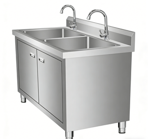 Stazione di Pulizia per Area di Lavorazione Carne con Doppio Lavello <span class=keywords><strong>in</strong></span> Acciaio Inox - Mobile Igienico per <span class=keywords><strong>Macelleria</strong></span> - Product Image 4