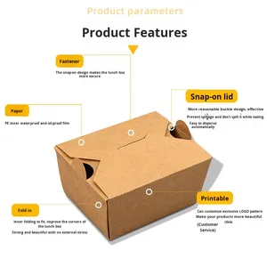 Caja de Embalaje de Alimentos Desechable de Papel Kraft para <span class=keywords><strong>Pollo</strong></span> Frito Coreano Comercial y Bocadillos, Cajas de Comida para Llevar al por Mayor - Product Image 4