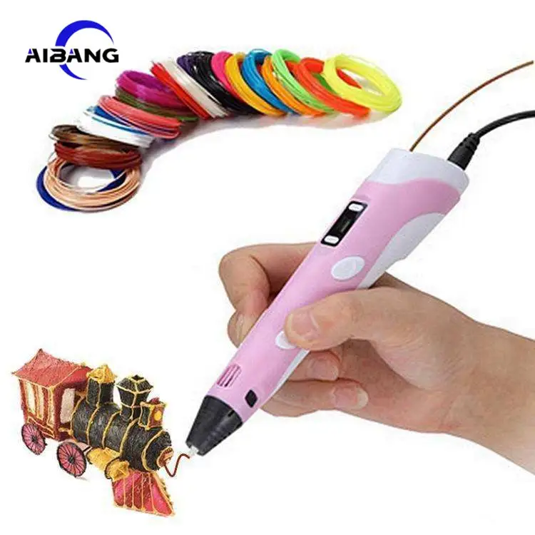 DIY Educational Toy Creative Drawing Pen LCD Display Screen 3D Printing Electric 3D Printing Pen With ABS Filament